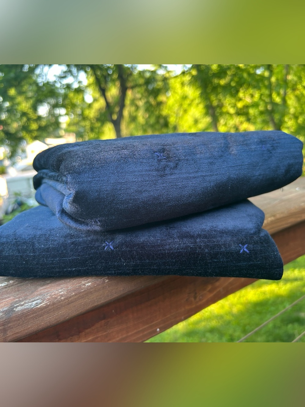 Anthropologie Midnight Blue Velvet Standard Shams